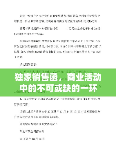 独家销售函,商业活动中的不可或缺的一环