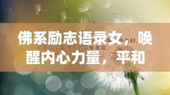佛系励志语录女，唤醒内心力量，平和前行